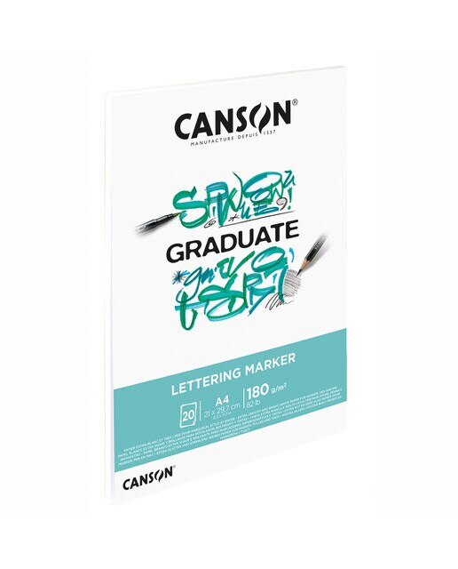 Bloco Colado 21x29,7 20 Folhas 180 g Graduate Lettering Marcador Cetim Branco brilho-2
