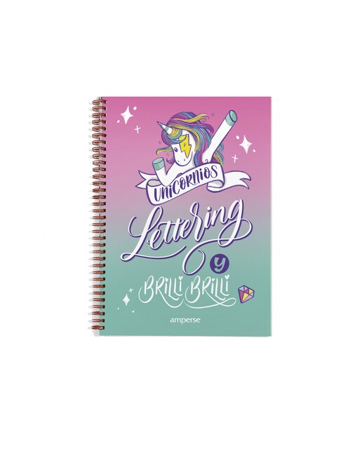 Caderno  temático unicornio lettering de Amperse 1