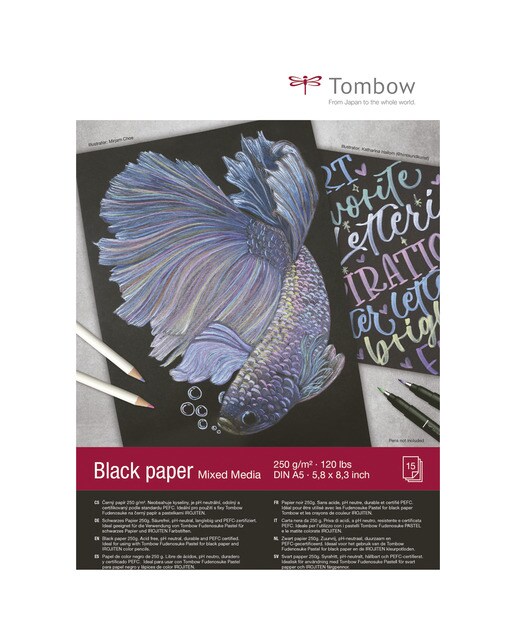 Pack 15 Folhas de Papel de Desenho A5 - Preto Preto-1