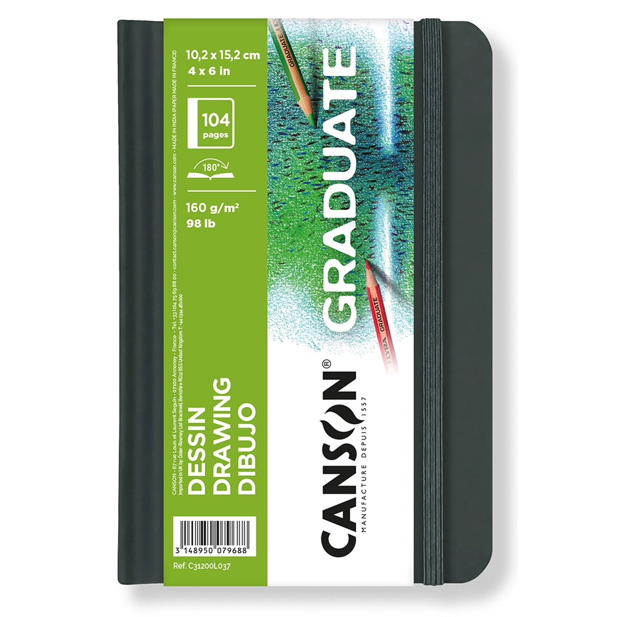 Imagem 0 de Caderno de desenho 10,2x15,2 cm 52 folhas finas 160g Graduado Canson