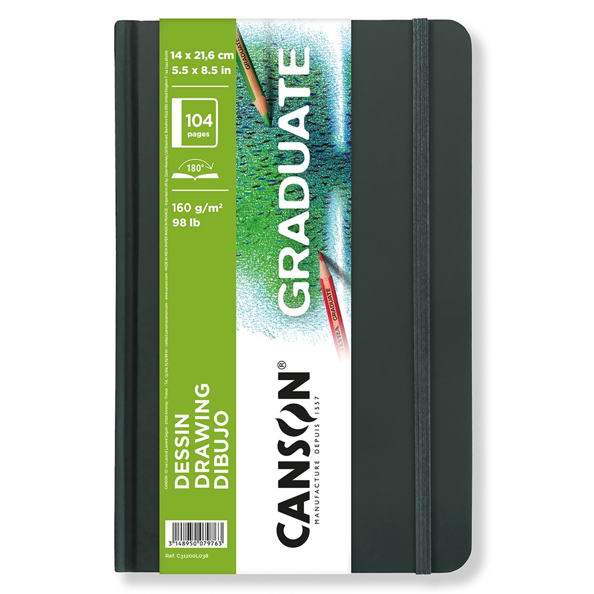 Imagem 0 de Caderno de desenho 14x21,6 cm 52 folhas finas 160g Graduado Canson