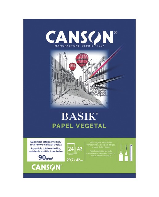 Imagem 0 de Bloco de notas autocolante 29,7x42 cm 24 folhas 95g Vegetal Basik Canson