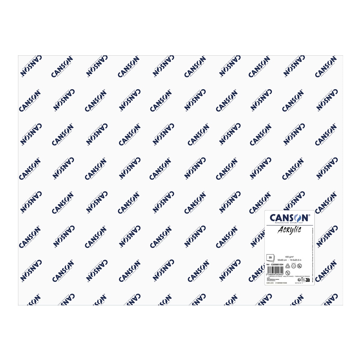 Imagem 0 de Papel acrílico prensado a frio, folha de 400g, 50x65cm, Canson acrílico