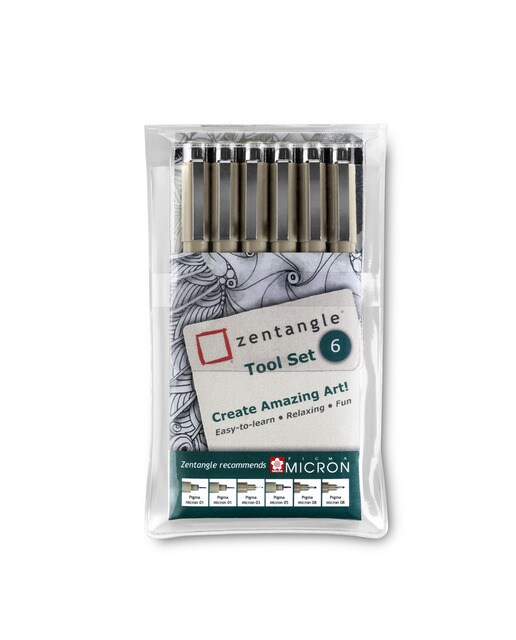 Conjunto de seis peças para a técnica Zentangle preto Verde-1