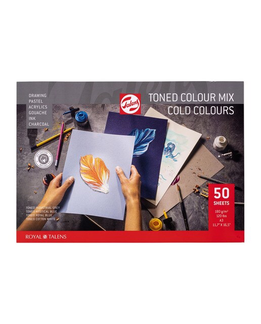 Bloco de Papel de 50 folhas de Cores Frias Várias Técnicas Multicolor 1