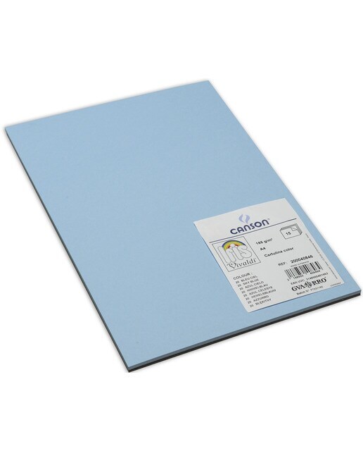 Pack, 15 Hojas A4, Cartulina IRIS 185g Canson Azul Cielo