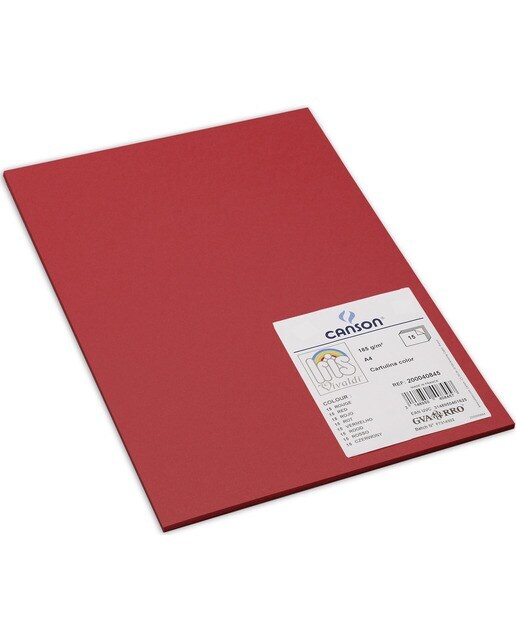 Pack, 15 Hojas A4, Cartulina IRIS 185g Canson Rojo
