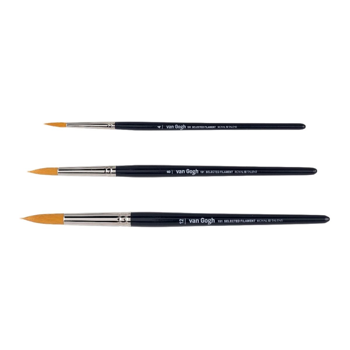 Set de 3 Pinceles de Mango Corto de Punta Redonda para Acuarela y Témpera Van Gogh Azul Azul-3
