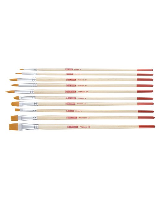 Imagen 0 de Set de Diez Pinceles Artcreation Mango Largo Para Oleo y Acrílico  de Diferentes Tipos y Tamaños de Poliéster Artcreation Beige