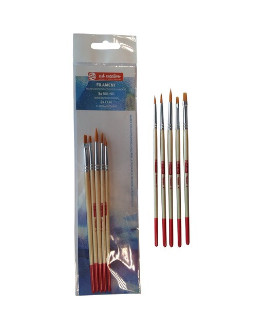 Conjunto de Cinco Pincéis Artcreation Cabo Curto Para Aguarela e Têmpera Artcreation Bege Bege-1