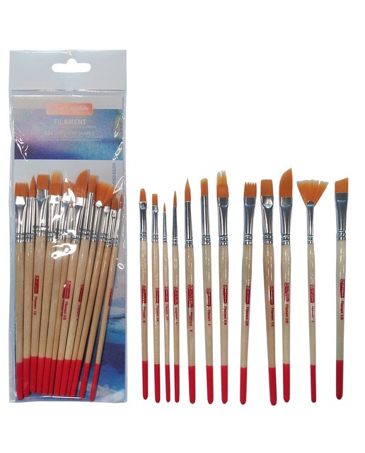 Conjunto de Doze Pincéis Artcreation Cabo Curto Para Aguarela e Têmpera de Diferentes Tipos e Tamanhos Toray Artcreation Bege Bege-1