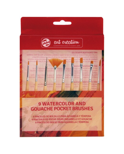 Conjunto de 9 Pincéis de Bolso para Aguarela e Têmpera - Multicolor Multicolor-1