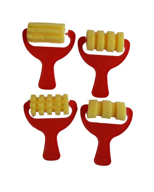 Conjunto de 4 Mini Rolos de Formas Divertidas para Pintar - Multicolor Multicolor-1