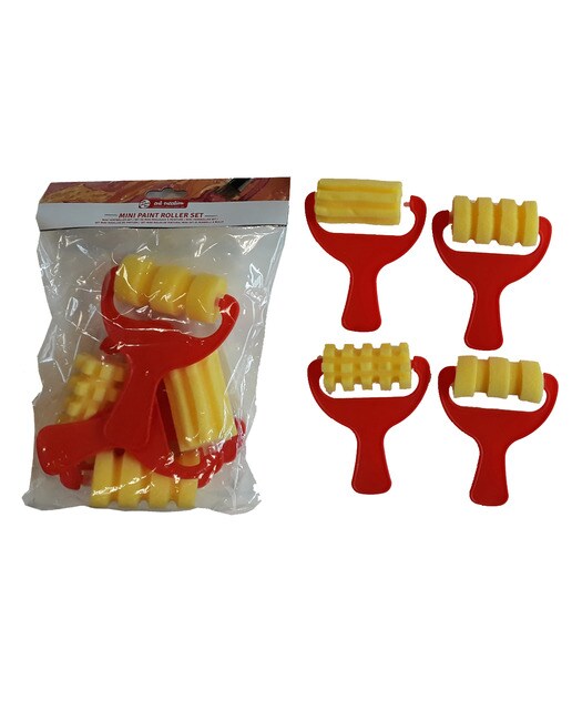 Conjunto de 4 Mini Rolos de Formas Divertidas para Pintar - Multicolor Multicolor-2