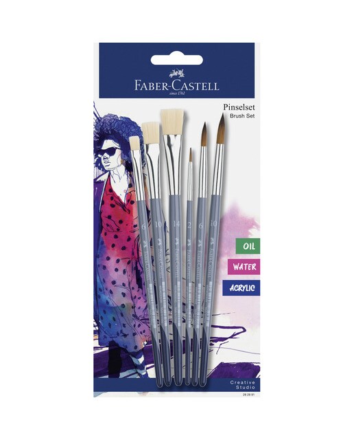 Imagen 0 de Blíster con 6 pinceles planos y redondos Faber-Castell