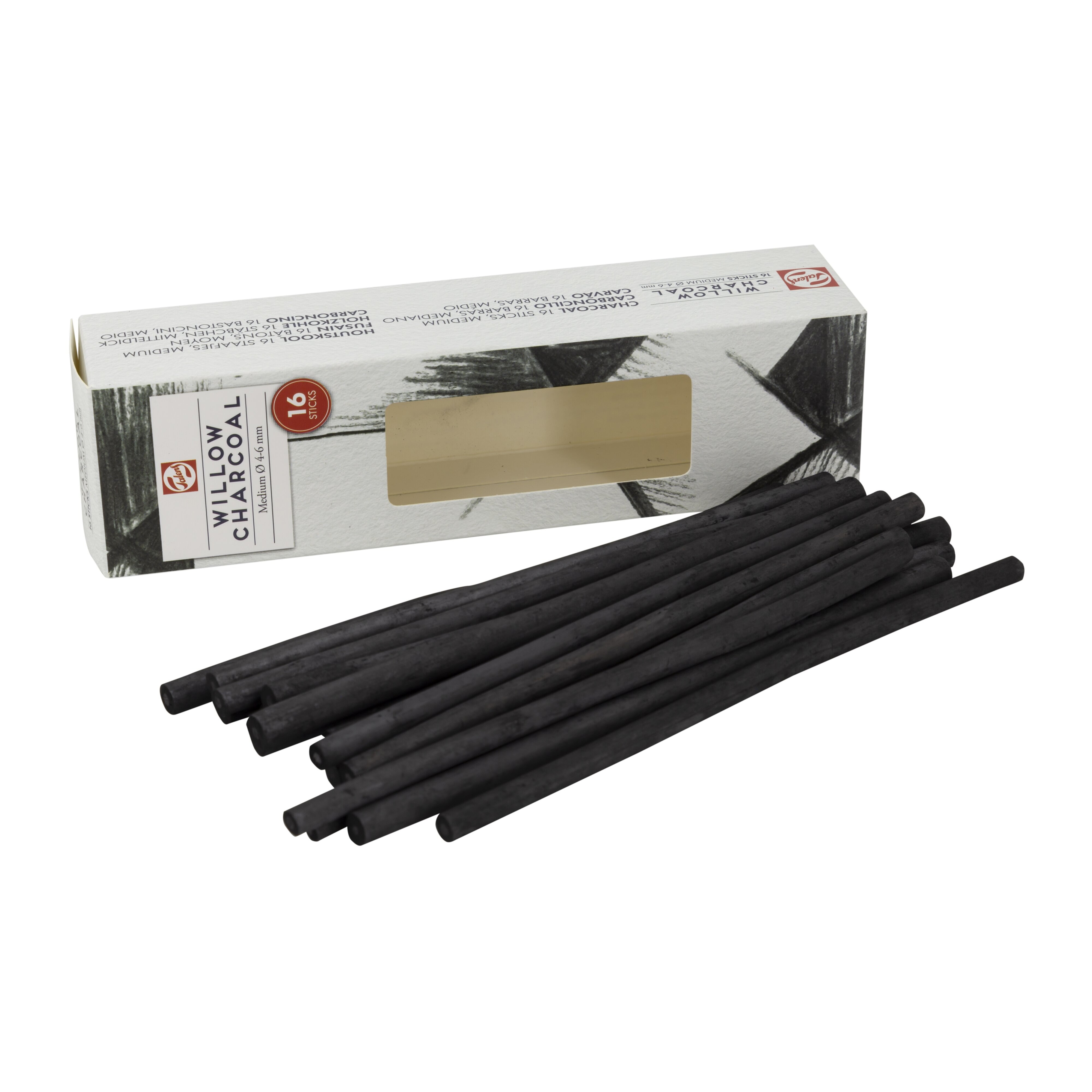 Conjunto de 16 Carvões 4-6mm Talens Preto-2