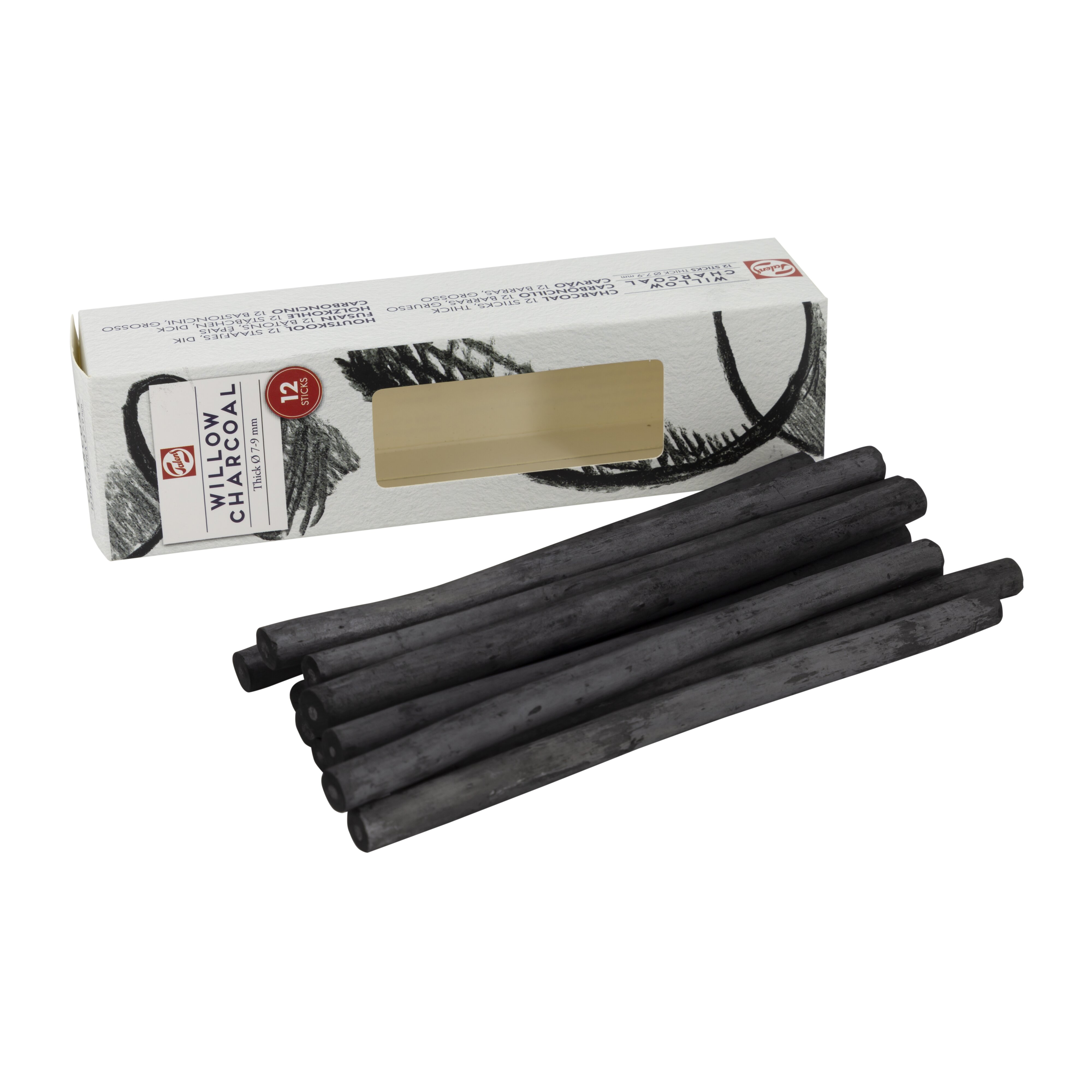 Conjunto de 12 carvões Talens 7-9mm Preto-2