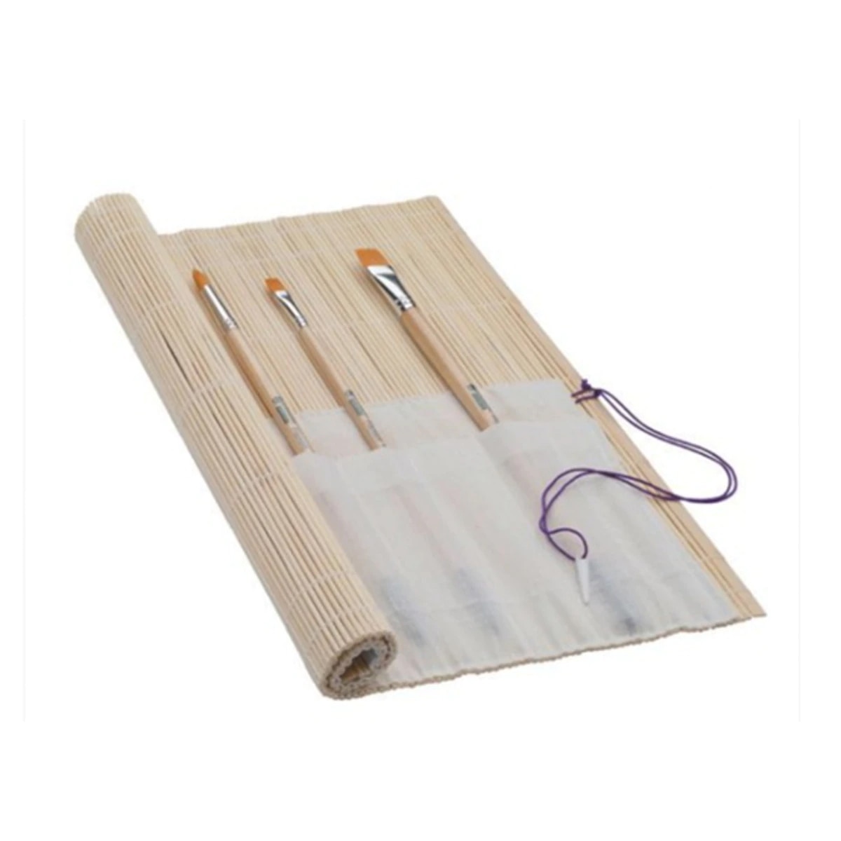 Porta-pincéis de bambu bege 2