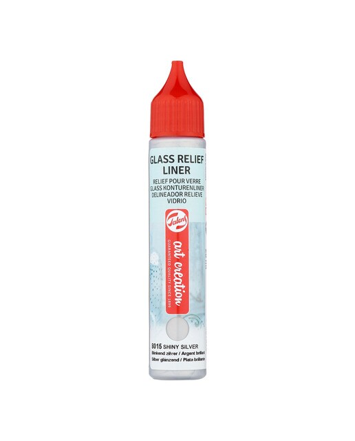 Tubo de Tinta Delineador de Relevo para Vidro, 28 ml - Prateado Brilhante Prata-1