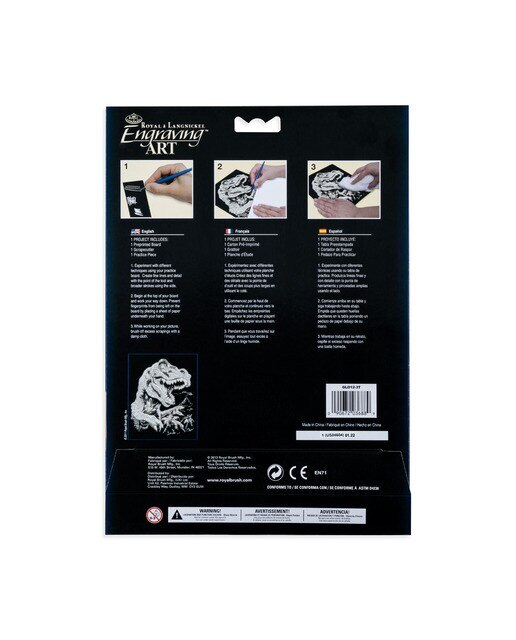 Folha preta Engraving Art desenho brilho no escura Tyrannosaurus Rex Royal & Langnickel 2