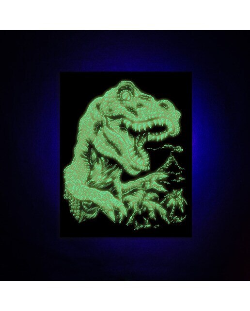 Folha preta Engraving Art desenho brilho no escura Tyrannosaurus Rex Royal & Langnickel 4