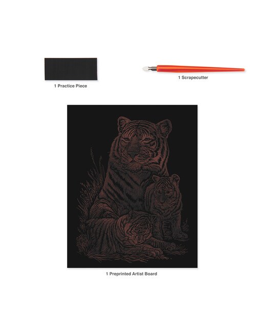 Lámina grabado Engraving Art Cobre dibujo Tigre con cachorros Royal & Langnickel Cobre-5