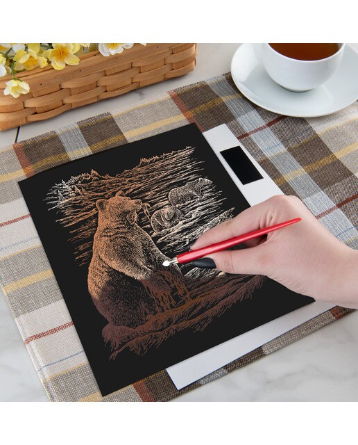Lámina grabado Engraving Art Cobre dibujo Osos pardos Royal & Langnickel Cobre-3