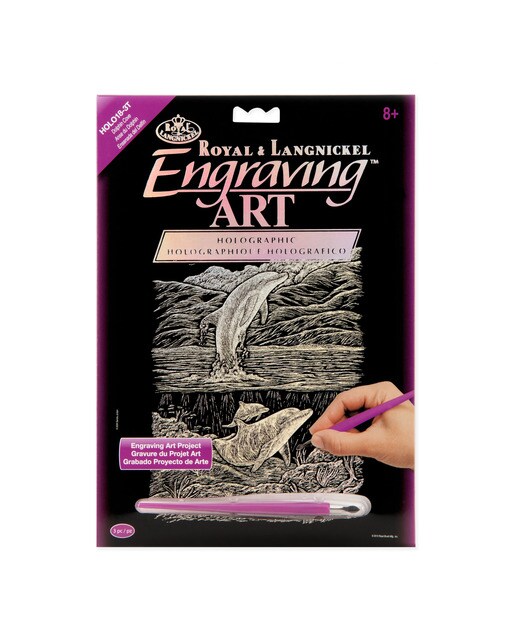 Imagen 0 de Lámina grabado Engraving Art Holografico dibujo Delfines Royal & Langnickel
