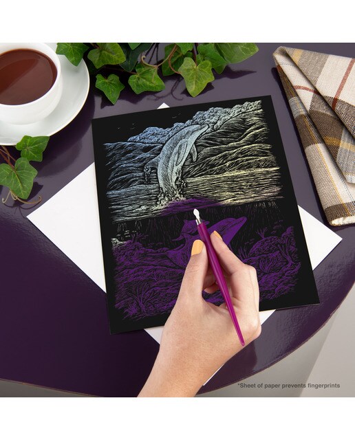 Lámina grabado Engraving Art Holografico dibujo Delfines Royal & Langnickel 3