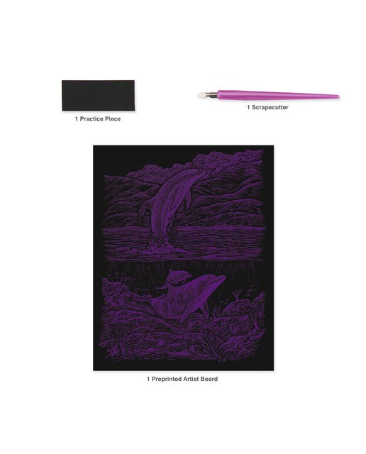 Lámina grabado Engraving Art Holografico dibujo Delfines Royal & Langnickel 5