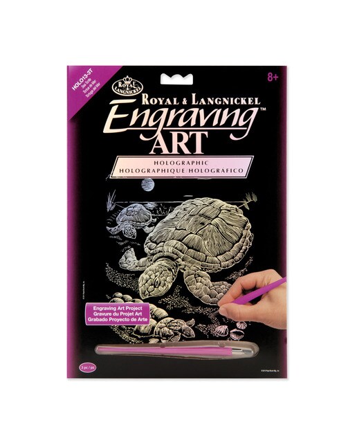 Lámina grabado Engraving Art Holografico dibujo Tortuga marina Royal & Langnickel 1