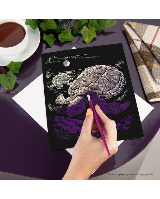 Lámina grabado Engraving Art Holografico dibujo Tortuga marina Royal & Langnickel 3