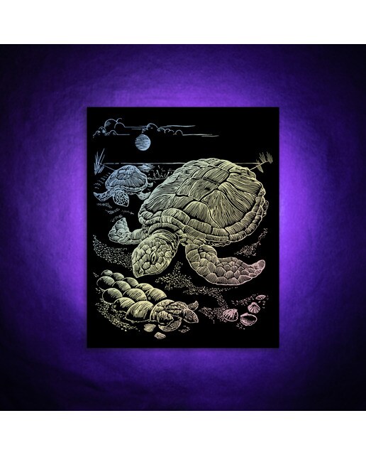Lámina grabado Engraving Art Holografico dibujo Tortuga marina Royal & Langnickel 4