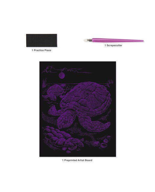 Lámina grabado Engraving Art Holografico dibujo Tortuga marina Royal & Langnickel 5