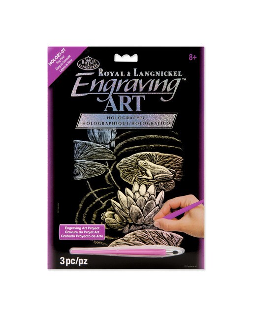 Imagen 0 de Lámina grabado Engraving Art Holografico dibujo Estanque ranas Royal & Langnickel