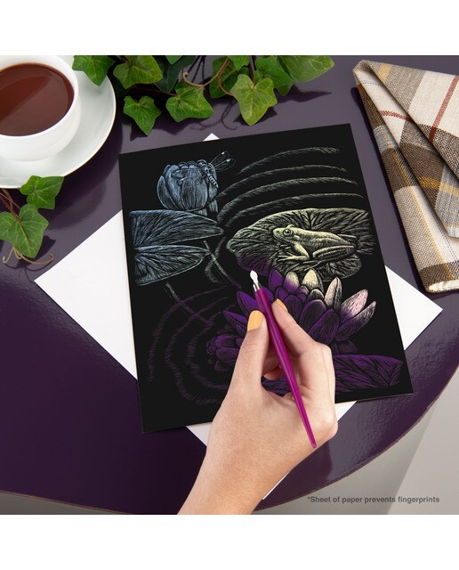 Lámina grabado Engraving Art Holografico dibujo Estanque ranas Royal & Langnickel 3