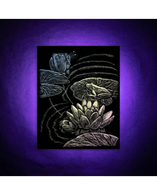 Lámina grabado Engraving Art Holografico dibujo Estanque ranas Royal & Langnickel 4
