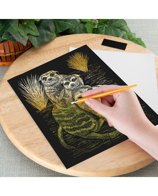 Lámina grabado Engraving Art oro dibujo Suricatos Royal & Langnickel Oro-3