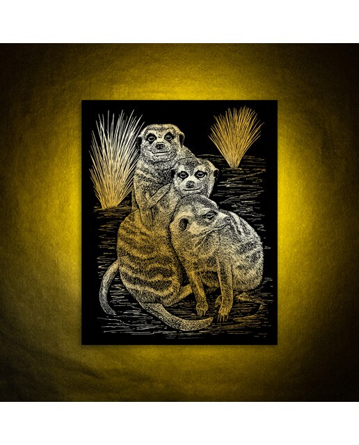 Lámina grabado Engraving Art oro dibujo Suricatos Royal & Langnickel Oro-4