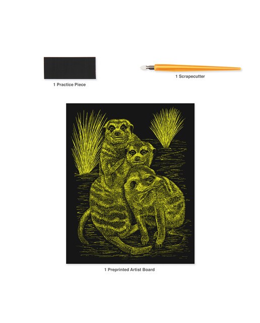 Lámina grabado Engraving Art oro dibujo Suricatos Royal & Langnickel Oro-5
