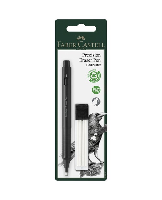Embalagem caneta borracha de precisão e recargas Faber-Castell Preto-1