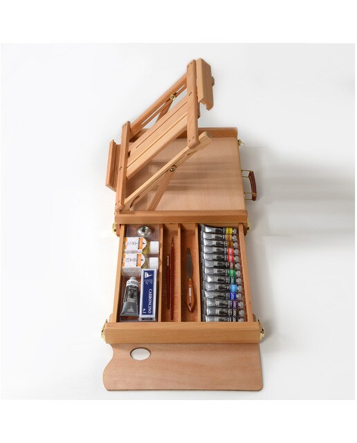 Maletín de madera de raiz de haya, pintura al óleo para bellas artes 22 unidades Classico Maimeri Multicolor-2