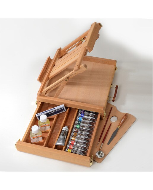 Maletín de madera de raiz de haya, pintura al óleo para bellas artes 22 unidades Classico Maimeri Multicolor-3