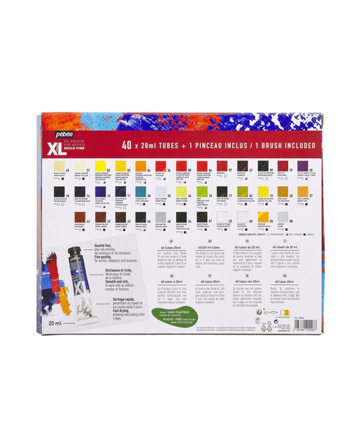 Pack Oleo XL 40 tubos 20ml surtidos con brocha Pebeo 2