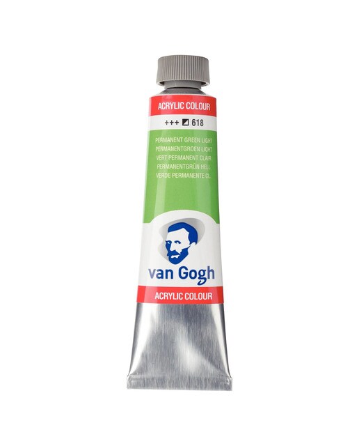 Tubo de Tinta Acrílica de 40 ml - Verde-Permanente-Claro Verde-claro-1