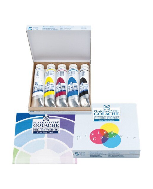 Conjunto de cinco tubos de têmpera de guache Cores primárias de 20 ml multicolor Multicolor-1