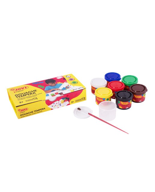 Têmpera Escolar Estojo 7 Frascos + 1 Pincel 35 ml - Artigo Sortido. Envio realizado de forma aleatória Multicolor-5