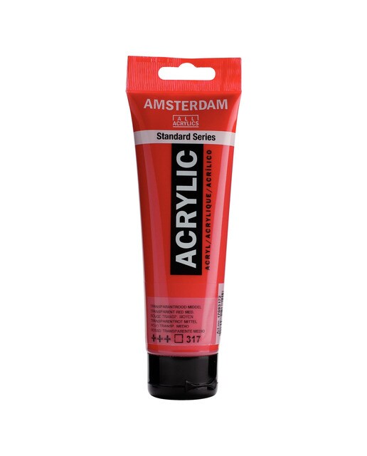 Tubo de Tinta Acrílica, 120 ml - Vermelho Transparente Médio Vermelho-1