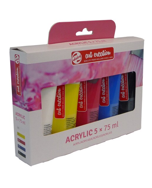 Conjunto de Cinco Tubos de Pintura Acrílica Artcreation de 75 Ml Cores Básicas Artcreation Multicolor Multicolor-1