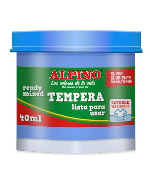 1 Bote Tempera Azul Cyan 40 Ml., Alpino Azul Cyan